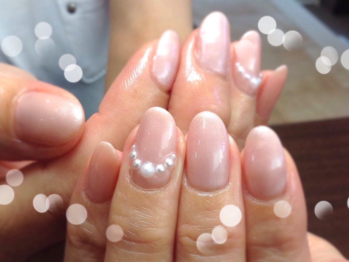 パールピンクのシンプルネイル 浜松市中区のネイルサロン Nailsalon Aqua